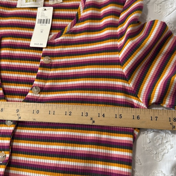 Maeve by Anthropologie Ribbed Striped Button Up Blouse Top Women’s size Medium - Picture 6 of 8